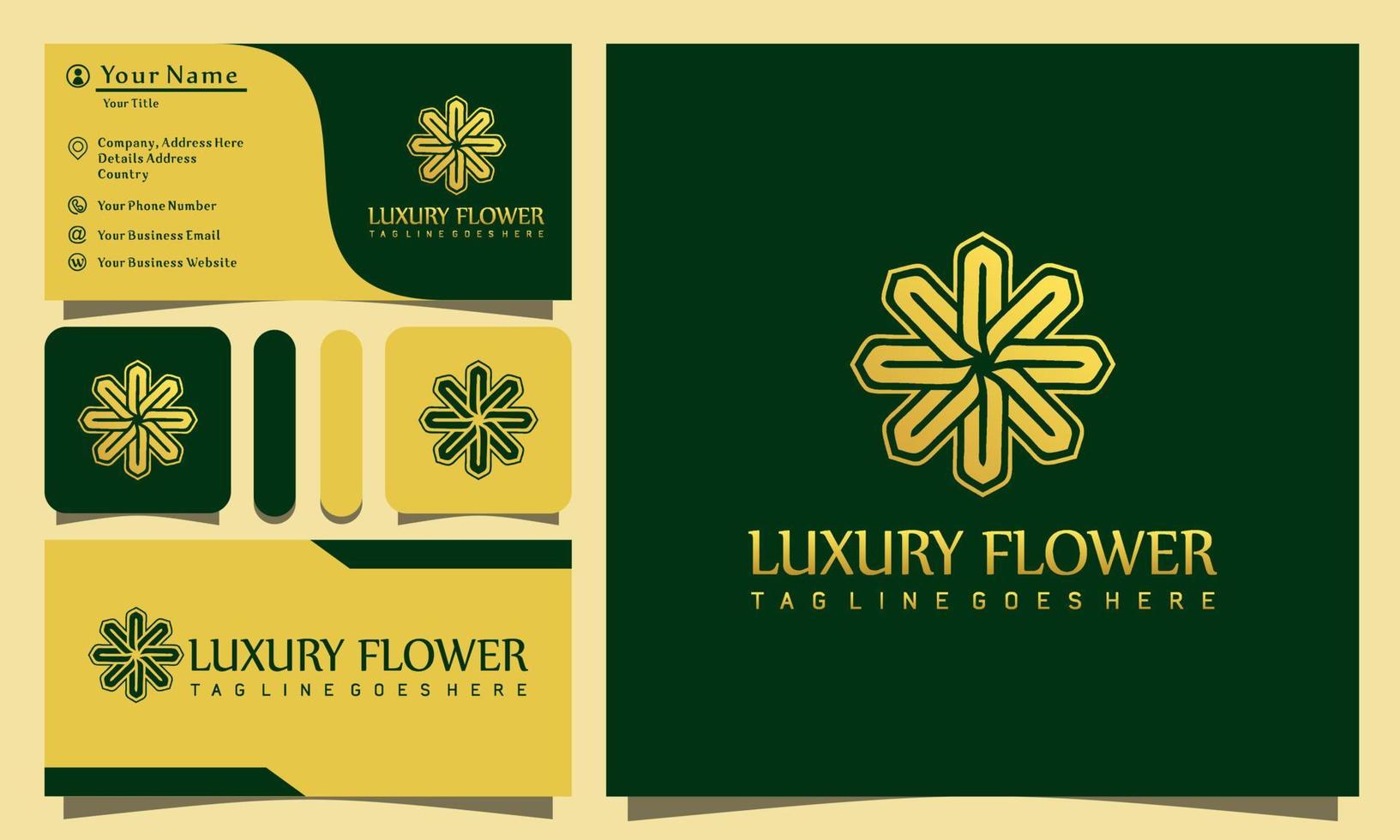 goud elegante schoonheid bloem luxe logo's ontwerp vectorillustratie met lijn kunststijl vintage modern bedrijf visitekaartje sjabloon vector