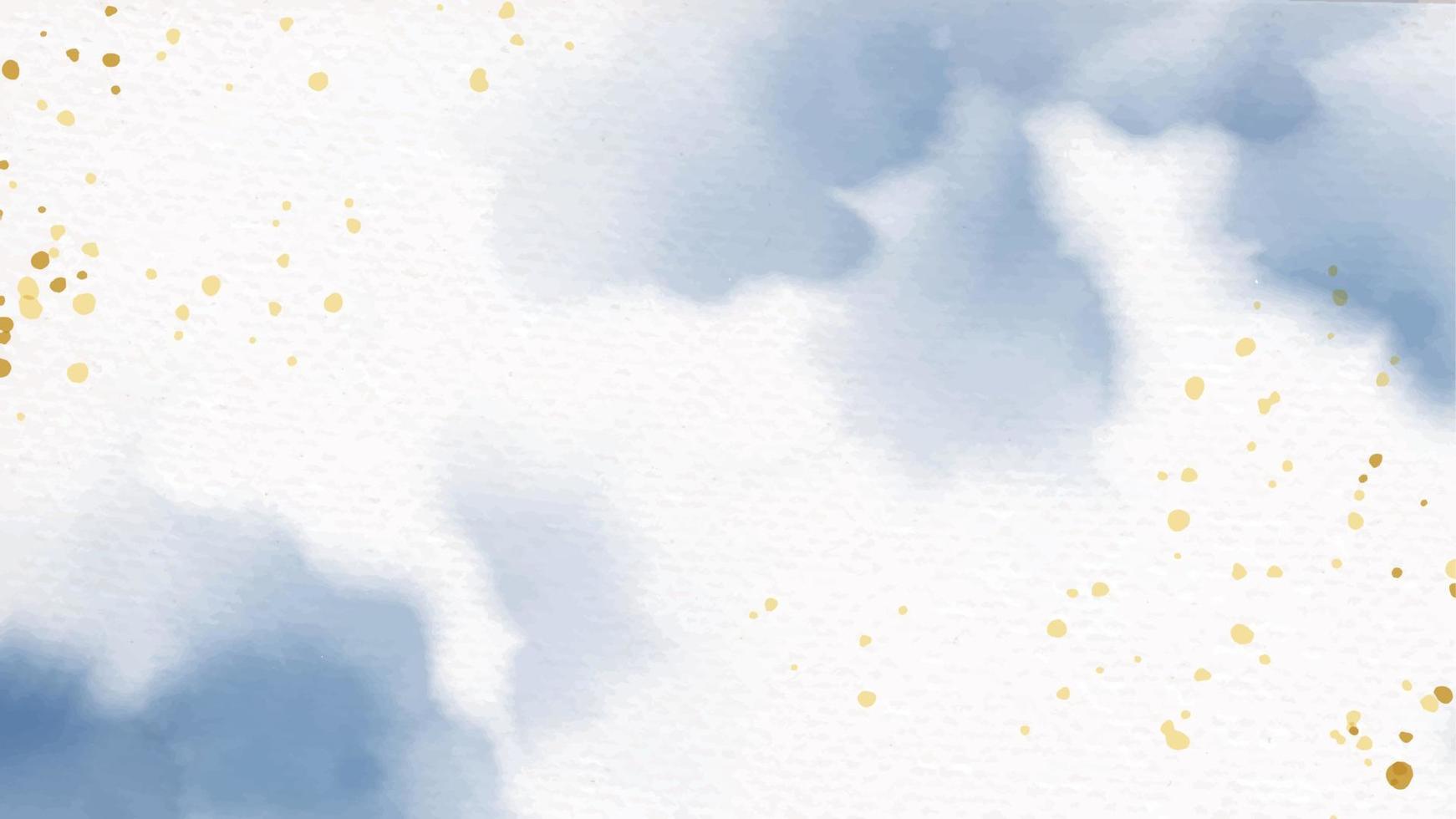 mooie marineblauwe en gouden aquarel natte wasplons op papier achtergrond vector