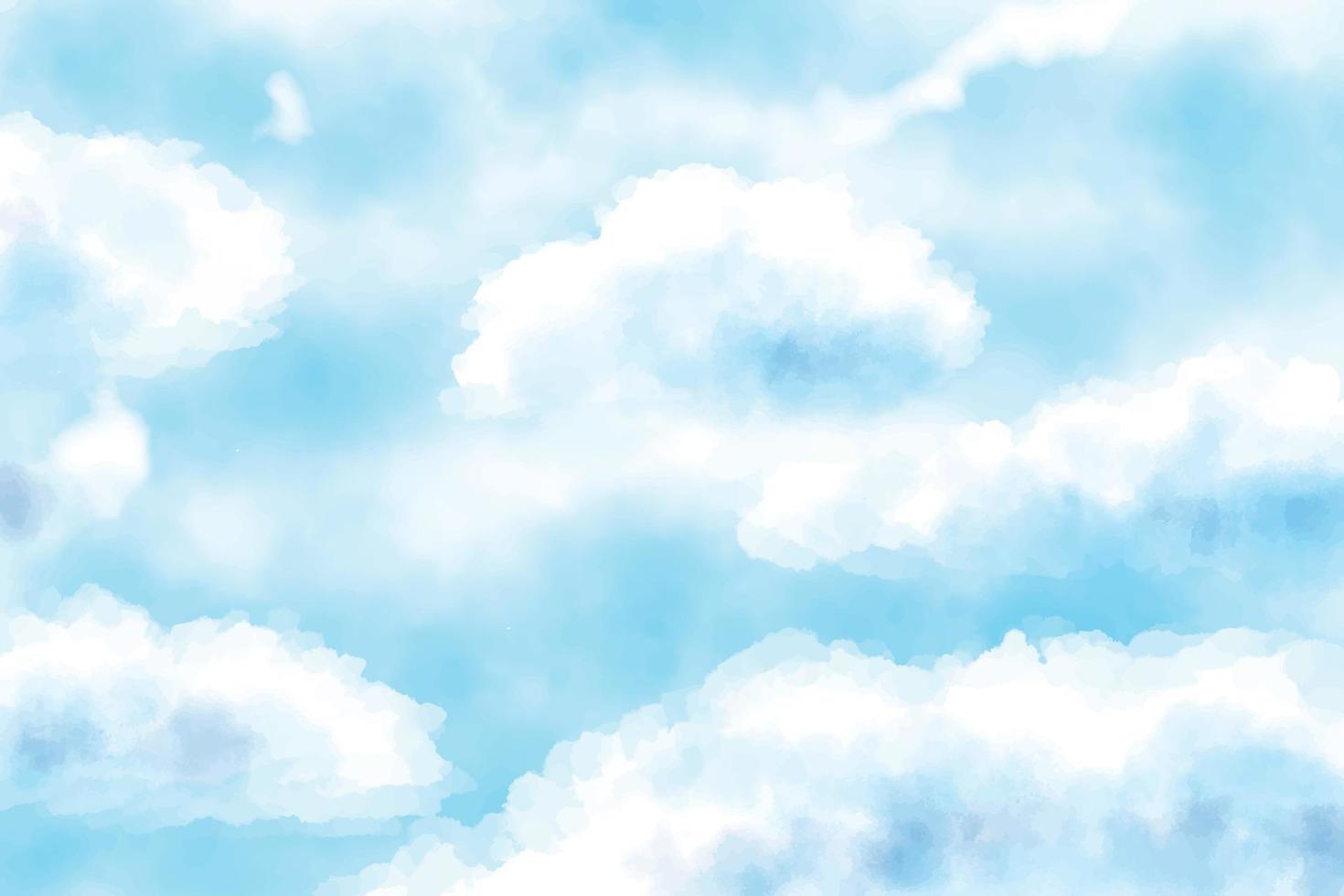 blauwe aquarel bewolkte blauwe hemelachtergrond vector