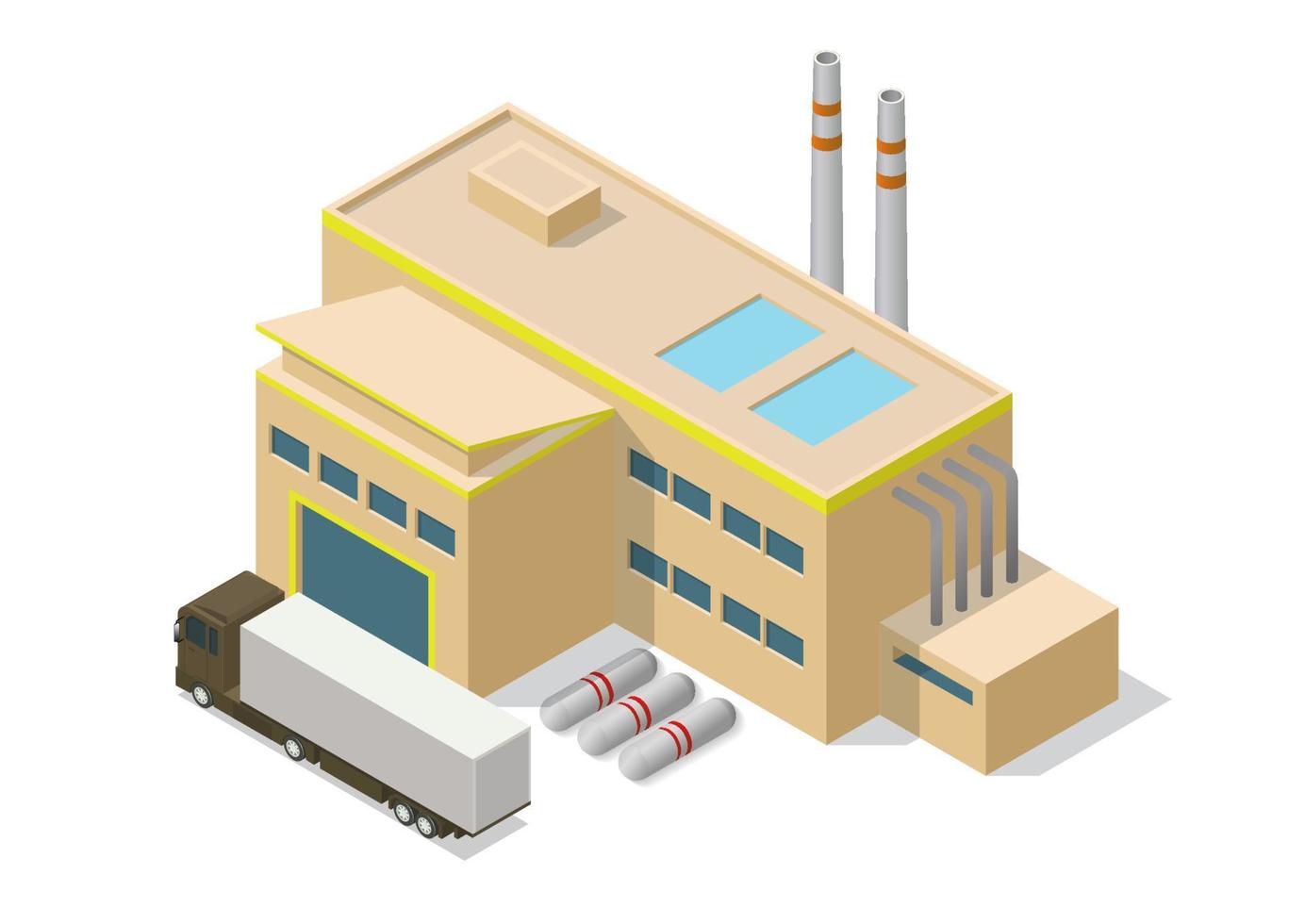 isometrisch eenvoudig industrieel gebouw vector