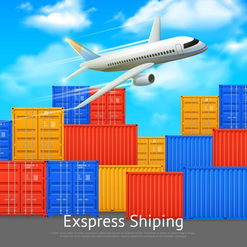 express verzending vrachtcontainer poster vector