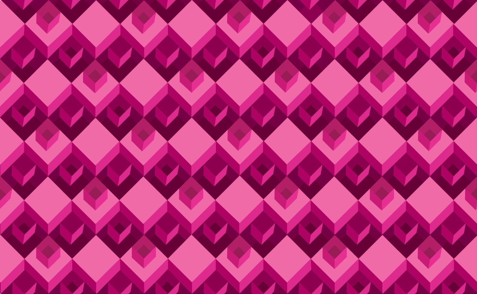 geometrische naadloze patroon met driedimensionale kubussen. abstract mozaïek van roze kleur vierkante vorm doos. diamanten ornament vector