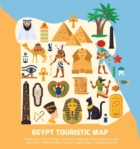 Egyptische toeristische kaart vector