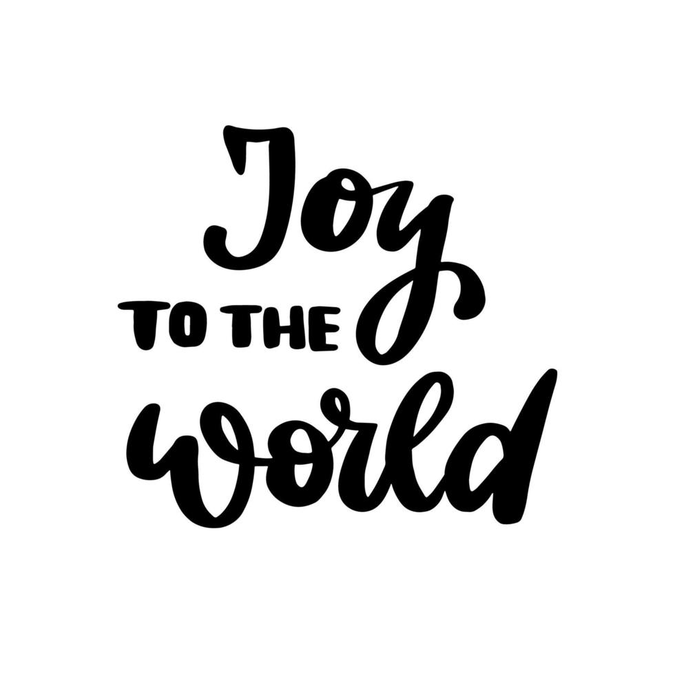 Kerstmis belettering citaat 'vreugde voor de wereld' geschreven op witte achtergrond voor kaarten, prenten, stickers, posters, enz. eps 10 vector