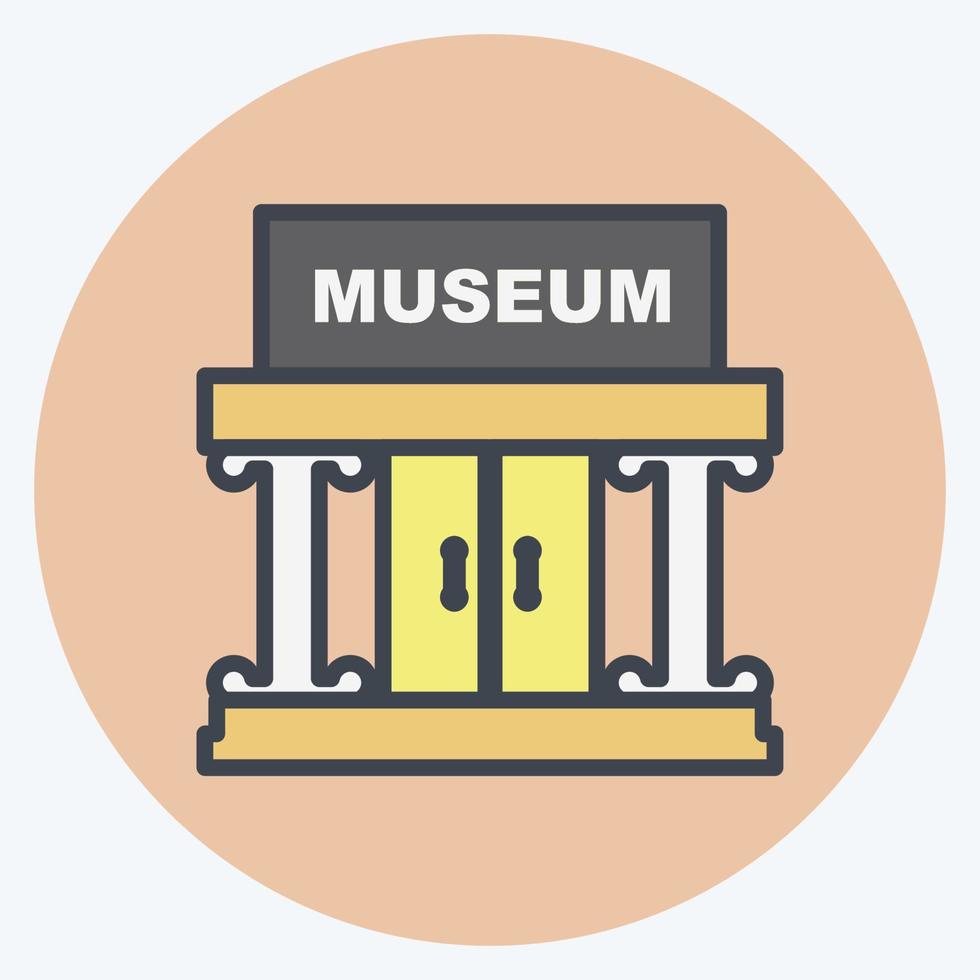 pictogram museumgebouw ii - kleur mate stijl-eenvoudige illustratie, goed voor afdrukken, aankondigingen, enz vector