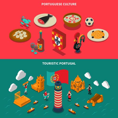 Portugal isometrische Banners Set vector