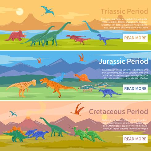 Dinosaurussen platte horizontale banners vector