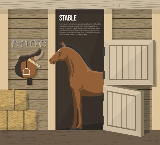 Paardenfokkerij Boerderij Stalkraamplaatje vector