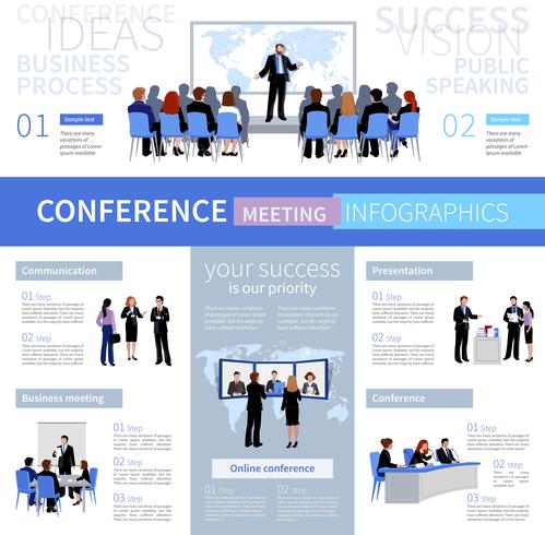 Conferentie vergadering mensen Infographics sjabloon vector