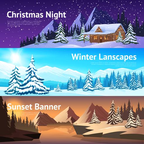 Winterlandschap Horisontal Banners vector