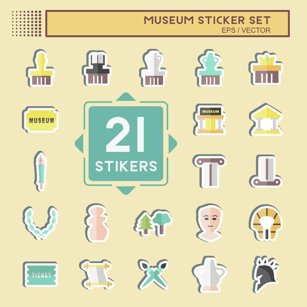 stickerset museum - eenvoudige illustratie, goed voor afdrukken, aankondigingen, enz. vector