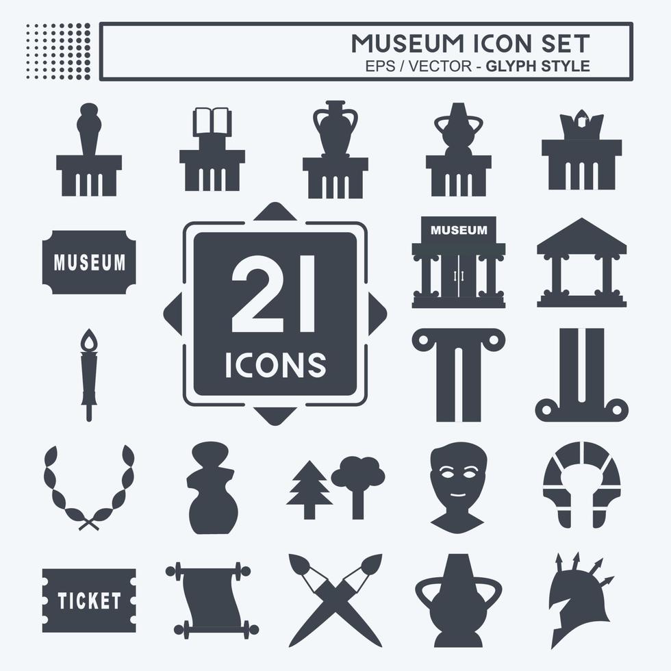 icon set museum - glyph-stijl-eenvoudige illustratie, goed voor afdrukken, aankondigingen, enz vector