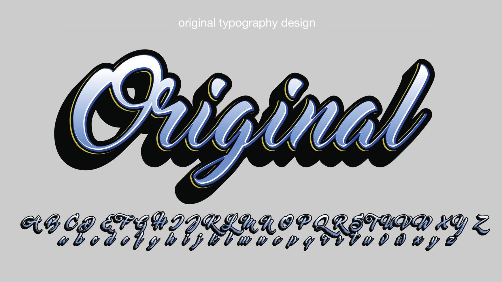 blauw 3d cursief kalligrafie artistiek lettertype vector