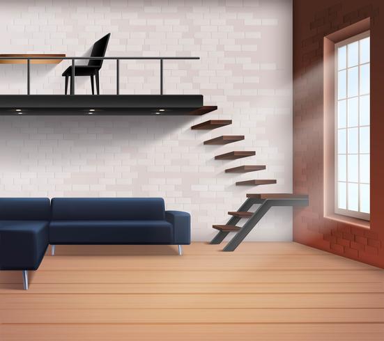 Realistische loft interieurconcept vector