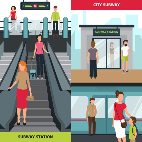 Metro mensen verticale banners vector