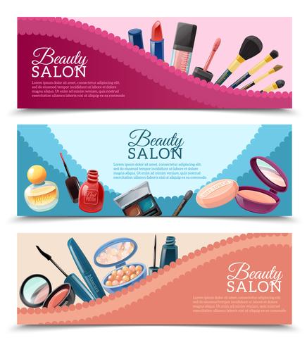 Cosmetica schoonheidssalon Banners set vector