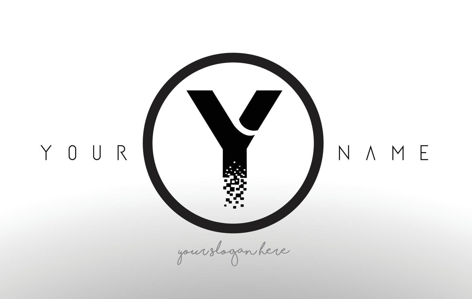 y-logo brief met digitale pixel tech design vector. vector