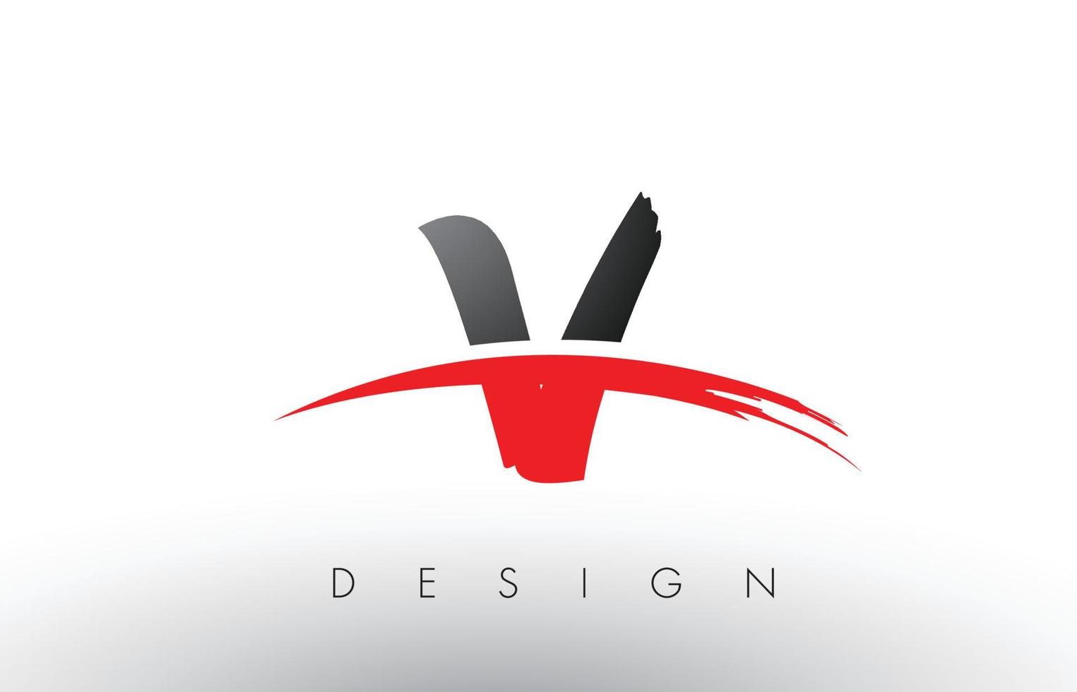 v brush logo letters met rode en zwarte swoosh brush voorkant vector