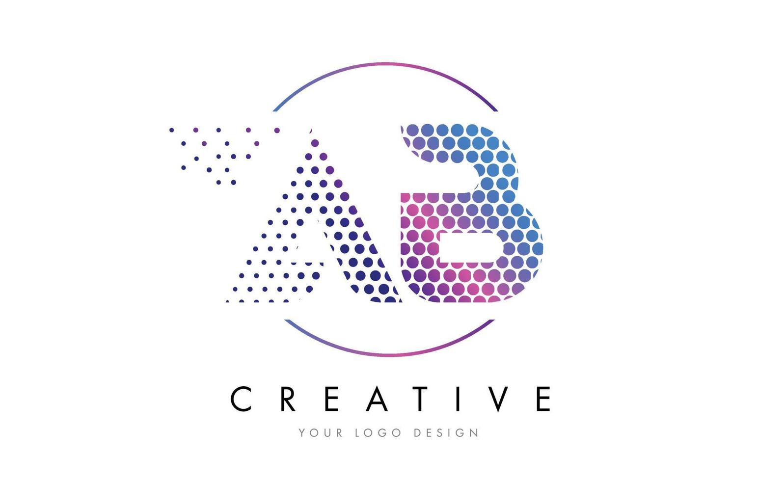 ab ab roze magenta gestippelde zeepbel brief logo ontwerp vector