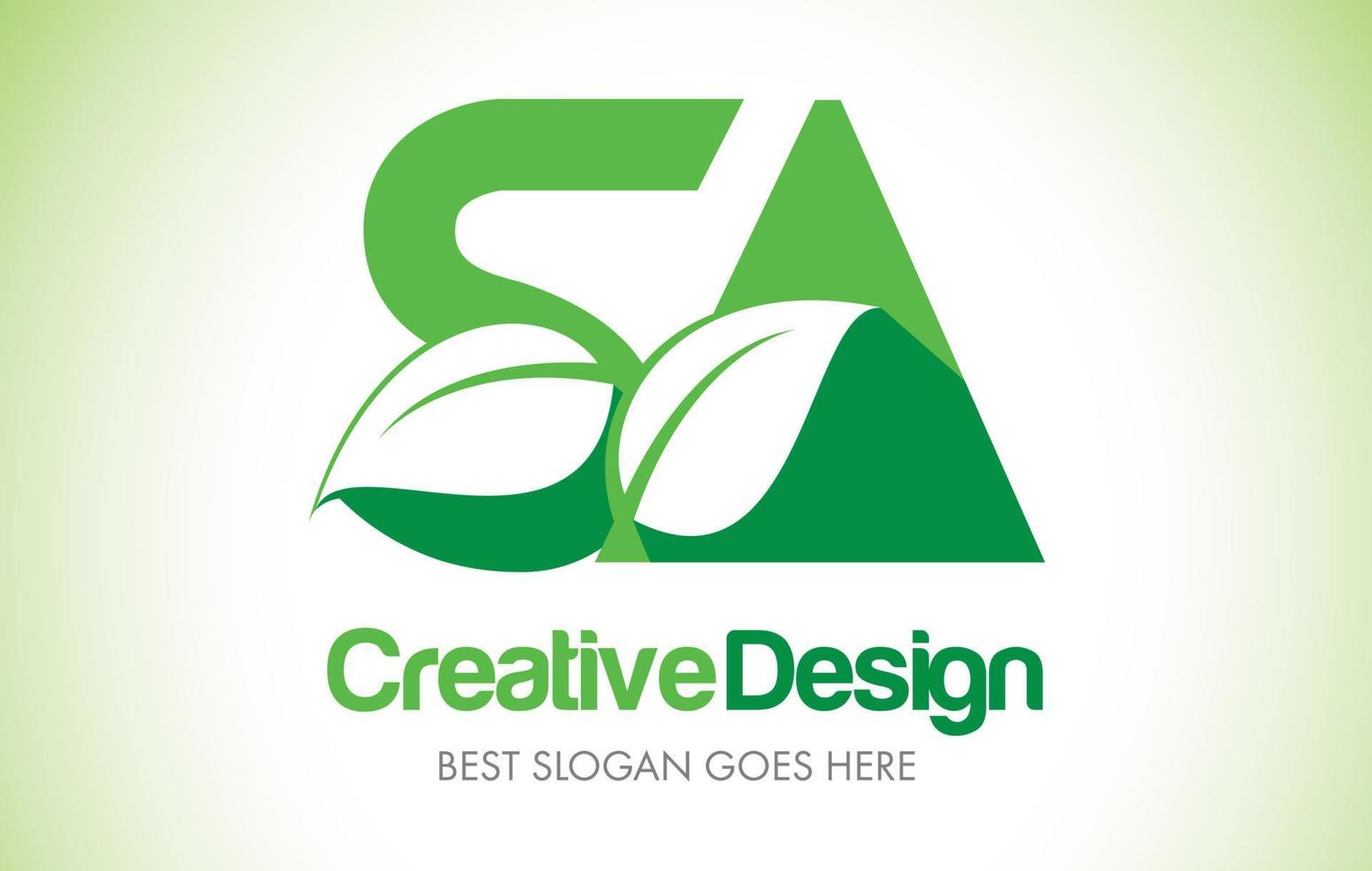 sa groen blad brief ontwerp logo. eco bio blad letter pictogram illustratie logo. vector