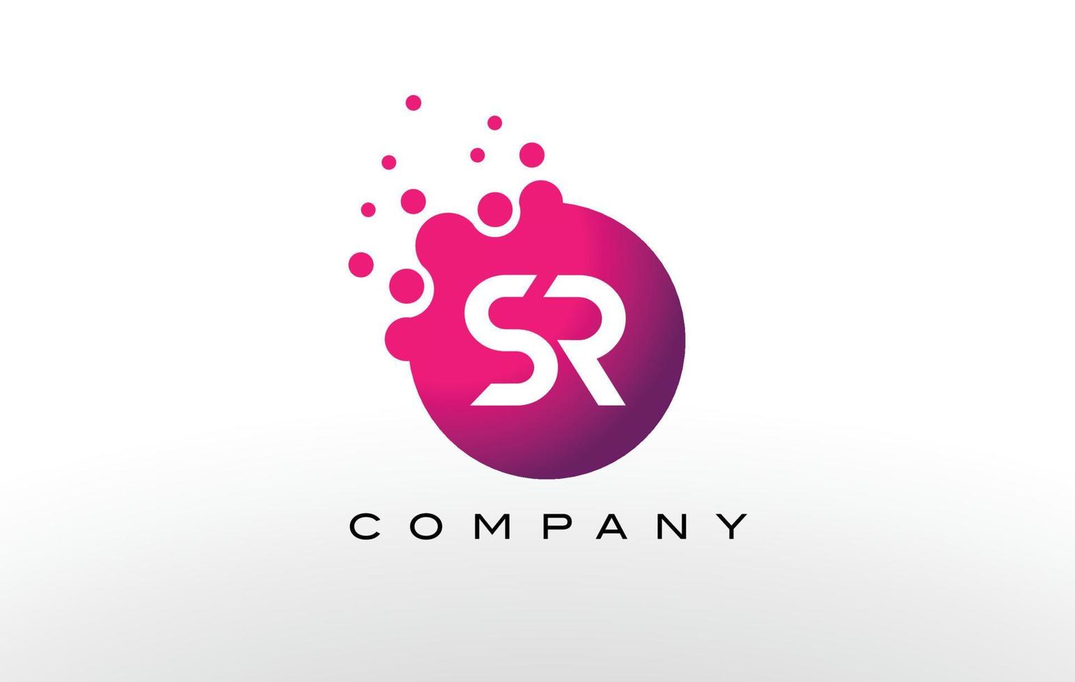 sr letter dots logo-ontwerp met creatieve trendy bubbels. vector