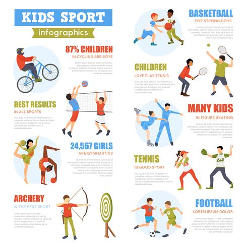 Kinderen sport Infographics Set vector