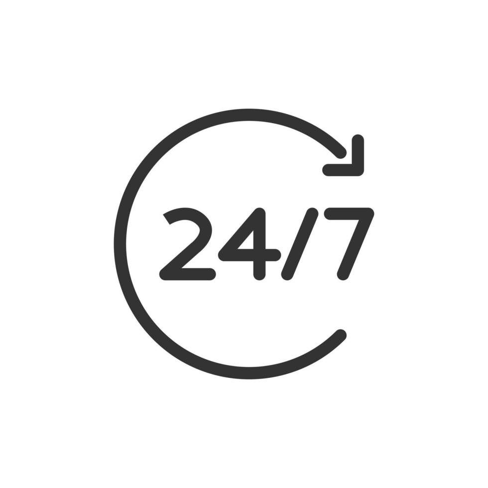 24 uur service lijn pictogram geïsoleerd op een witte achtergrond. vectoreps10 vector