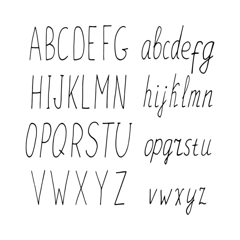 engels alfabet hand getrokken. monochroom. brieven geschreven lettertype vector