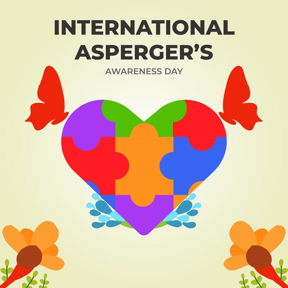 internationale asperger-bewustzijnsdag liefdesillustratie vector