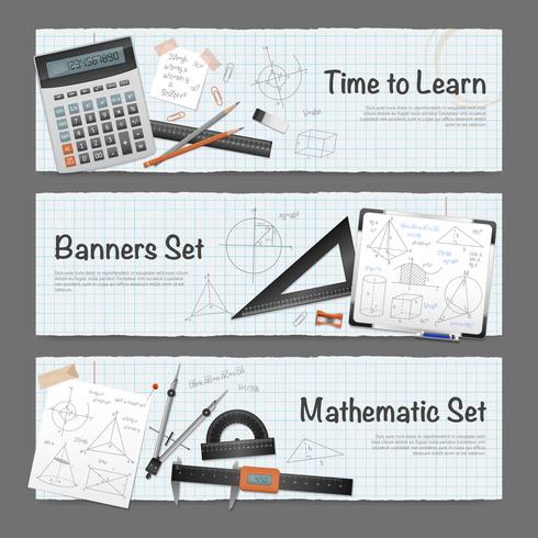 Wiskundige wetenschap Banners Set vector