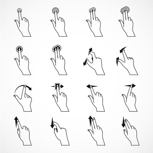 Touch Gestures Black Line Icons vector