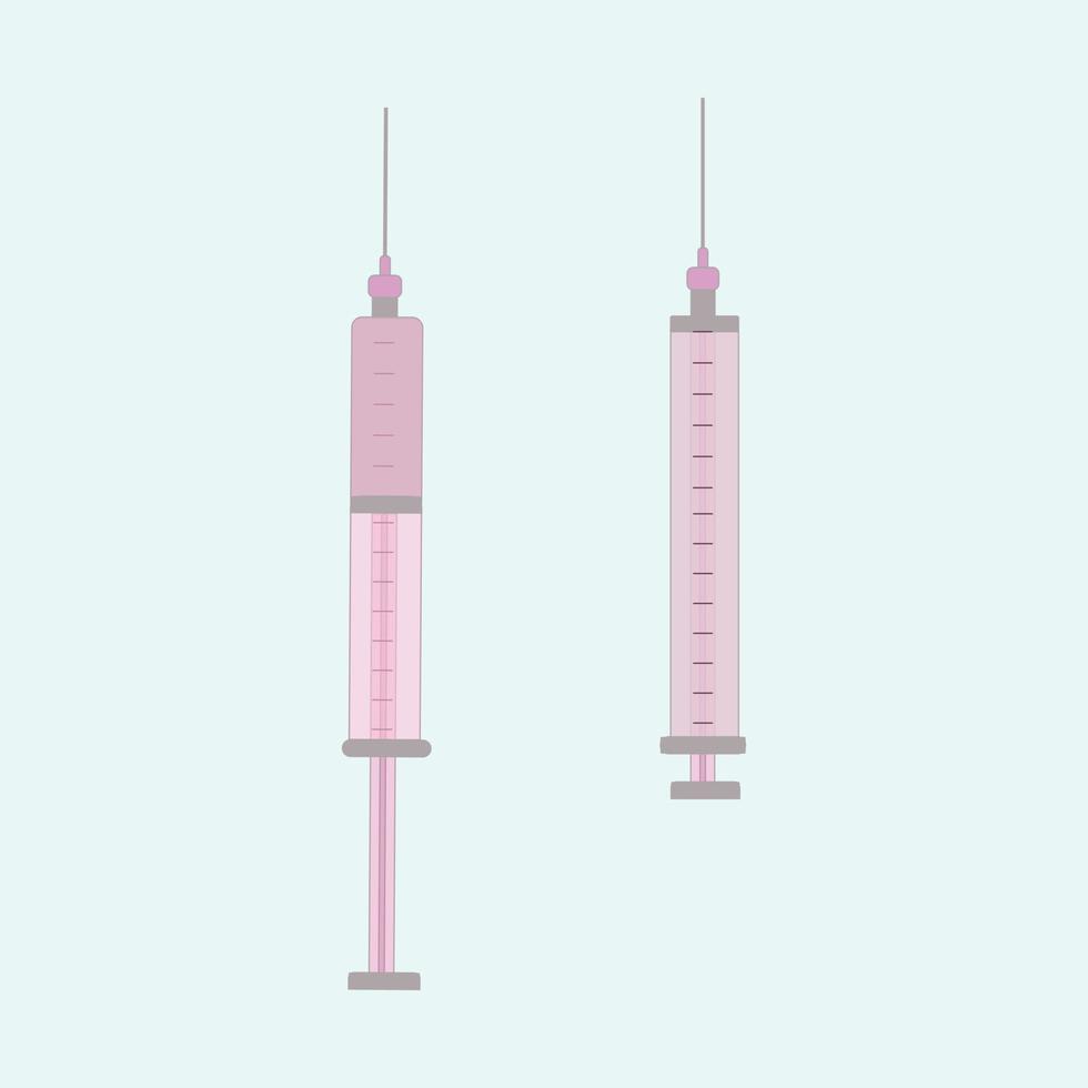 lege spuit en volle spuit. voor vaccinatie, injectie, medisch gebruik. vector