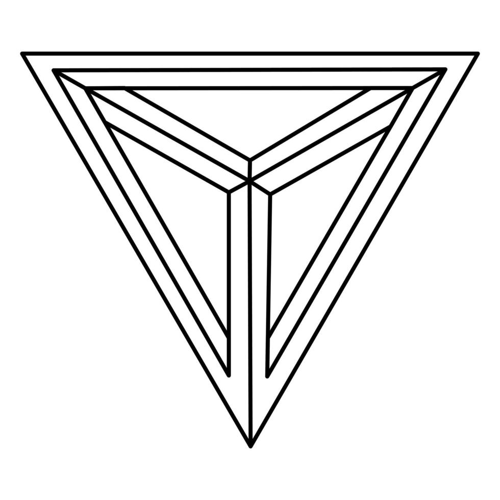 onmogelijke vorm logo ontwerp, optische illusie driehoek. optisch kunstobject. heilige geometrie. vector