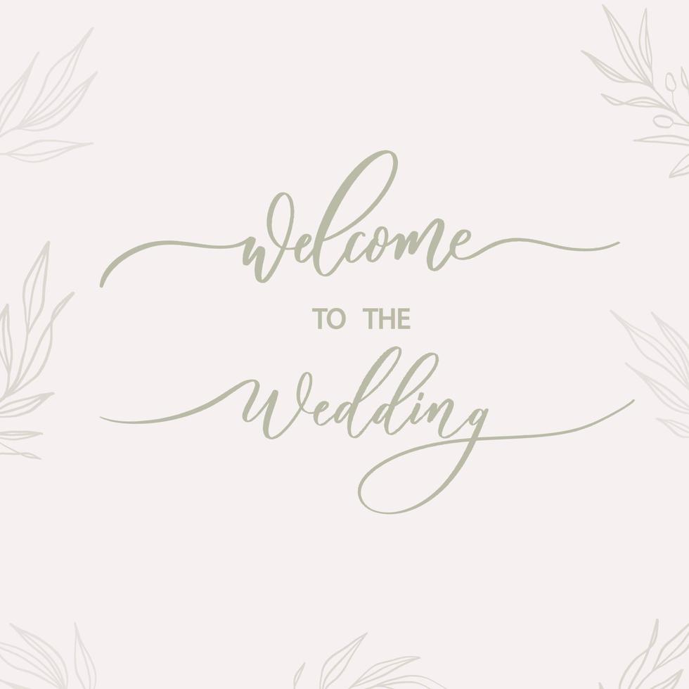 welkom op de bruiloft - kalligrafische inscriptie voor album, covers. vector