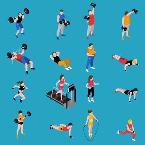 Gym Isometrische Icons Set vector