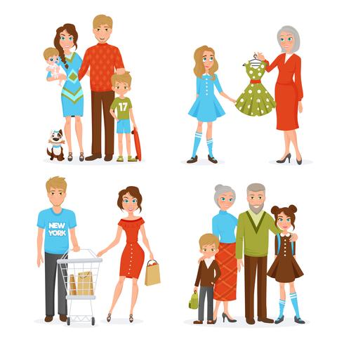 Grote familie Icons Set vector