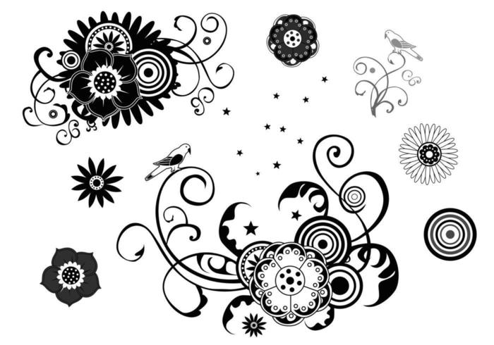 Floral, Wervel en Sterren Vector Pack