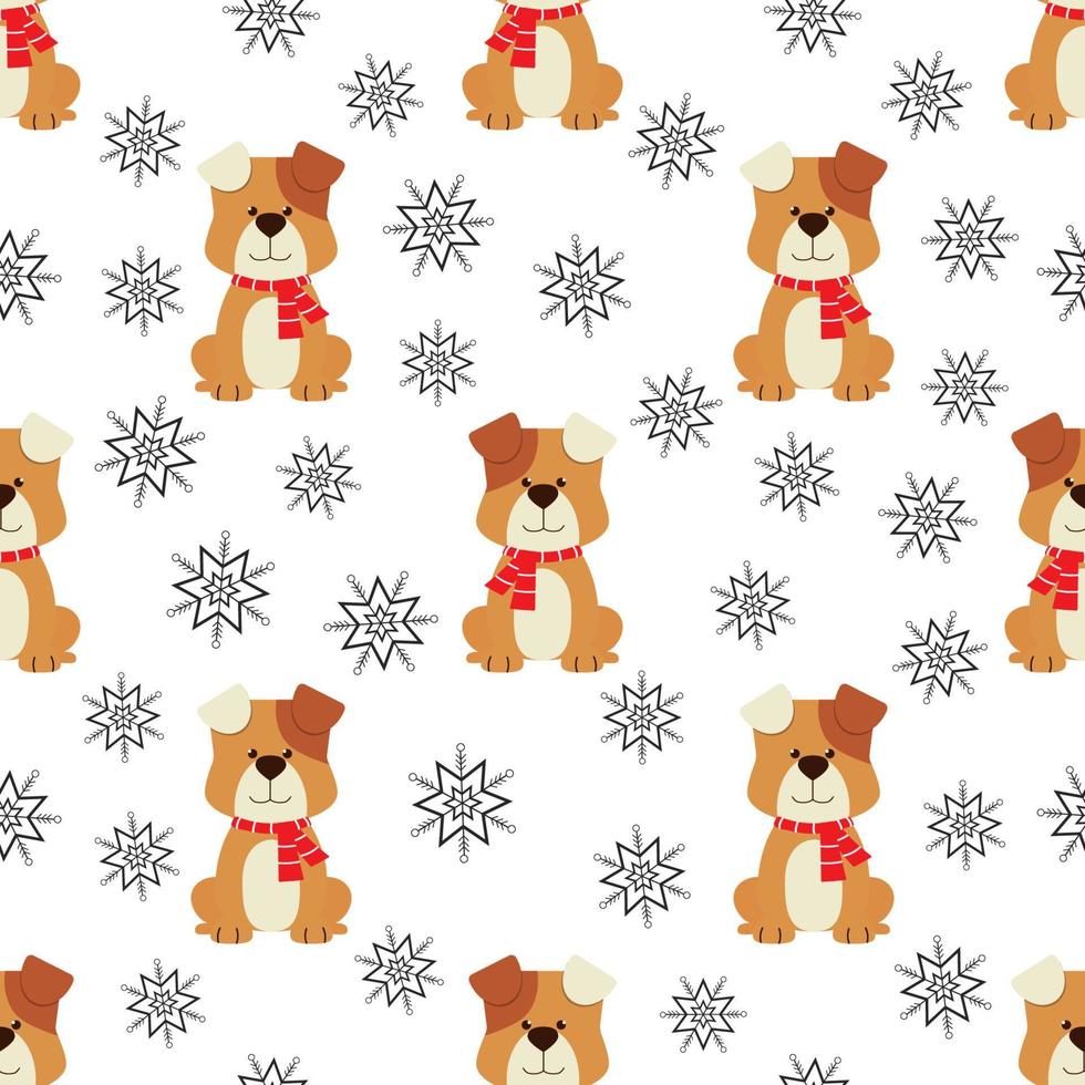 naadloos patroon met hond in rode sjaal vector