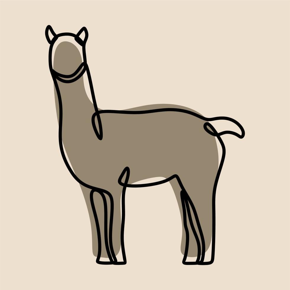 alpaca animal oneline doorlopende lijn art set vector