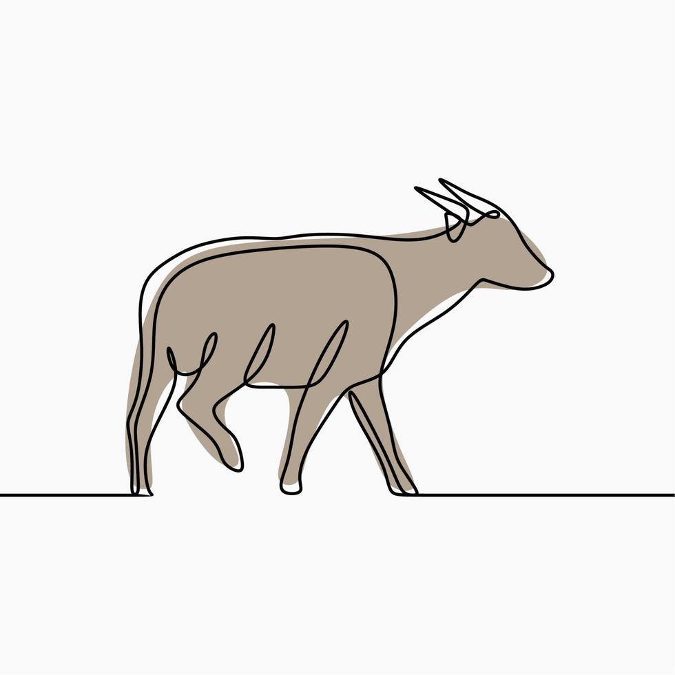 anoa animal oneline ononderbroken lijntekeningen vector