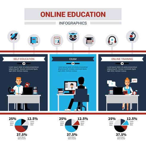 Online onderwijs Infographics vector