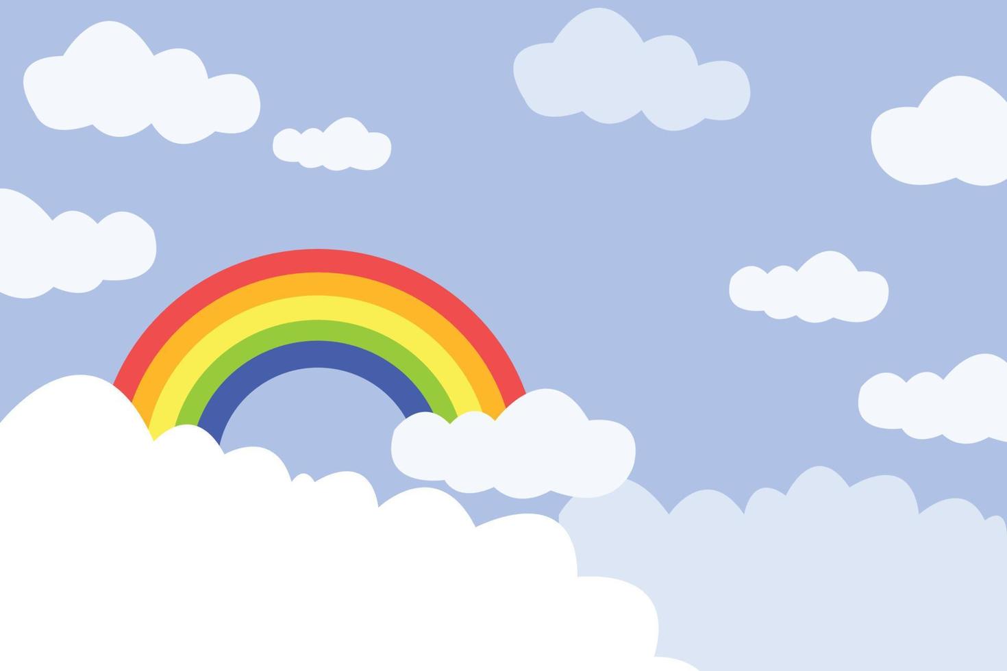 regenboog aan de hemel met wolkenachtergrond vector