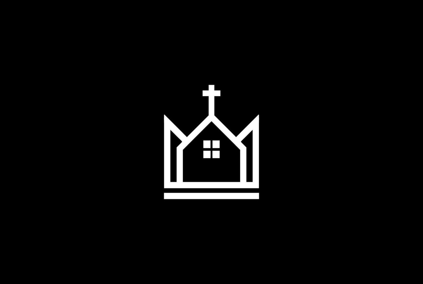 koning koningin kroon christelijke kerk kapel logo ontwerp vector