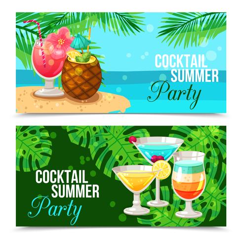 Tropische cocktails horizontale banners vector