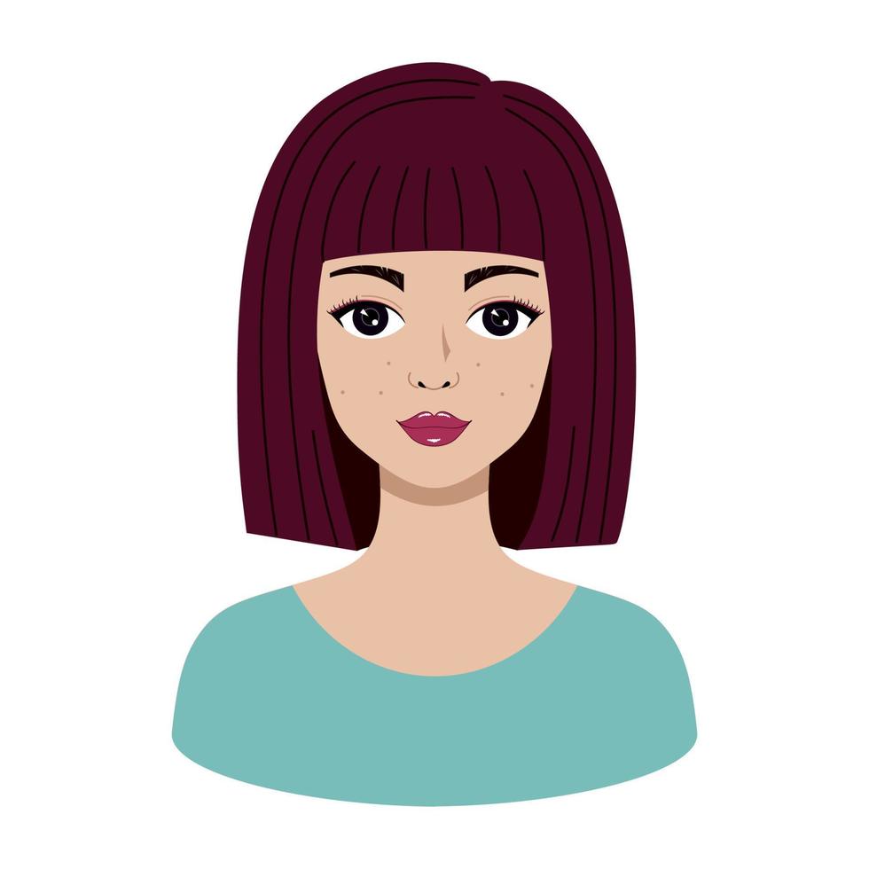 de vrouw is een brunette met een kort kapsel. een avatar met een mooi meisje. vector