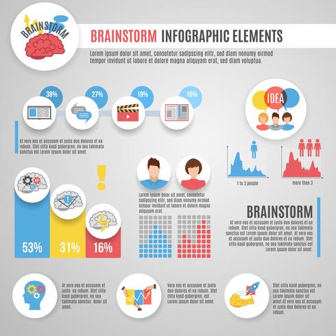 Brainstorm infographics instellen vector