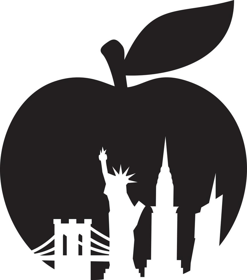 New York. grote appel silhouet vector