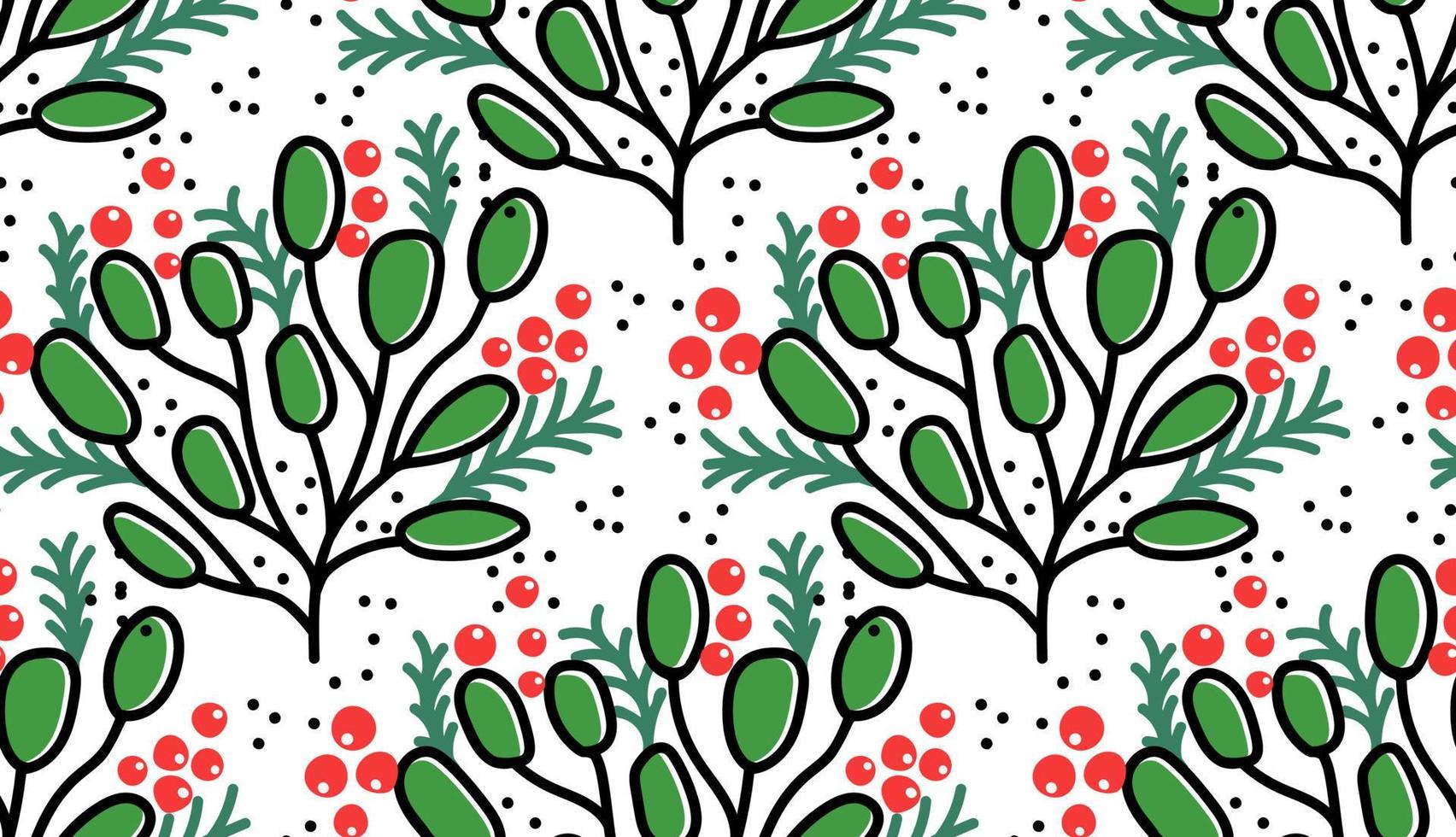 naadloos patroon van Kerstmistak die op witte vectorillustratie wordt geïsoleerd. feestelijke planten herhaalbare print. vector