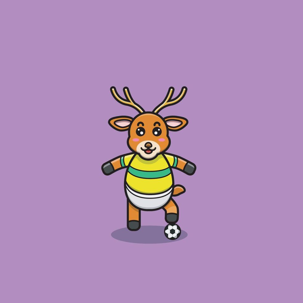 schattig voetbal baby herten karakter. karakter, mascotte, icoon en schattig ontwerp. vector