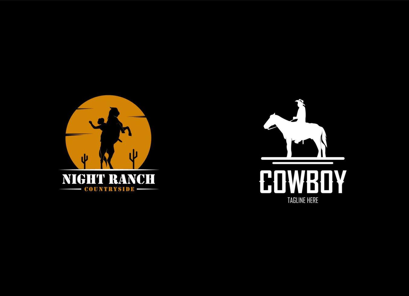 het cowboy-logo ontwerpt inspiratie. nacht ranch logo. paard logo vector